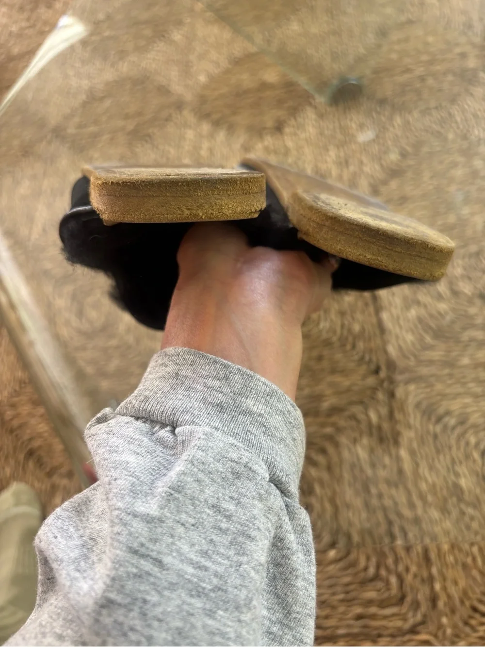 Sabah Black Fur-Trim Slip-On Mules - Picture 3 of 4